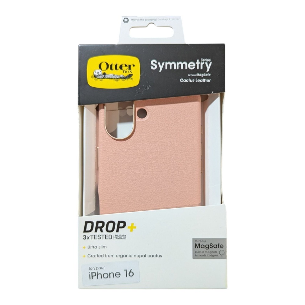 OtterBox Symmetry Series iPhone 16 Case Pink Cactus Leather